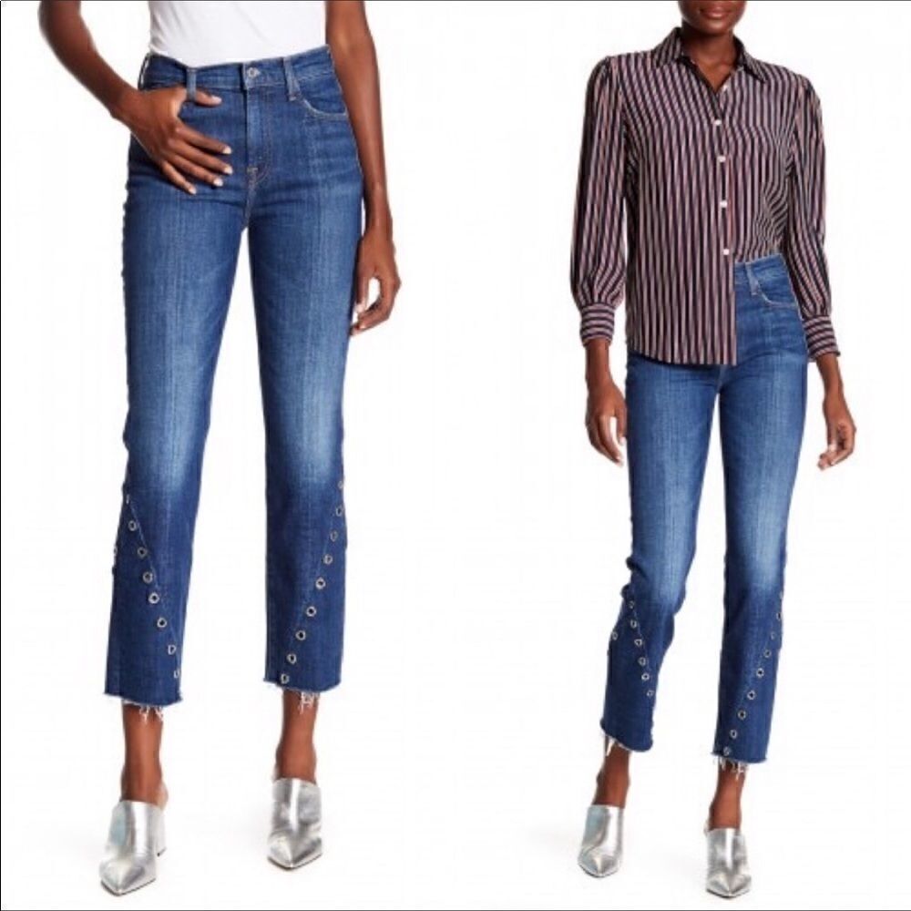 7 for All Mankind Edie Eyelet Cut Off Hem Jeans